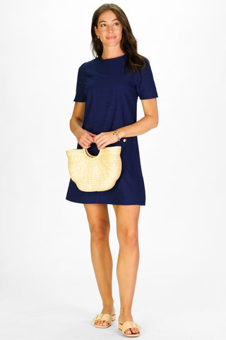 Leanne Dress in Navy Eyelet