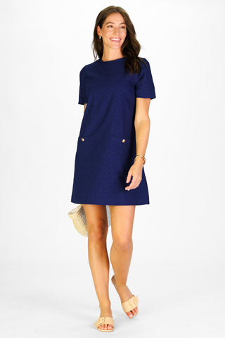 Leanne Dress in Navy Eyelet