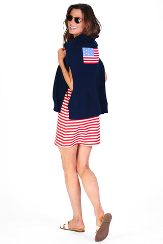 Lennie Dress in Horizontal Red & White French Terry Stripe