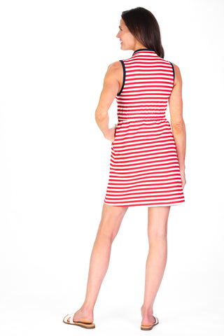 Lennie Dress in Horizontal Red & White French Terry Stripe