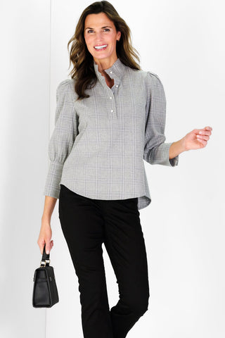 Levi Top in Grey Plaid