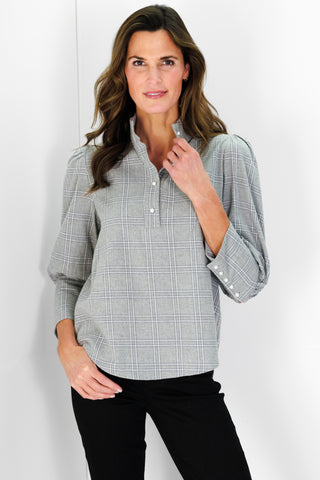 Levi Top in Grey Plaid