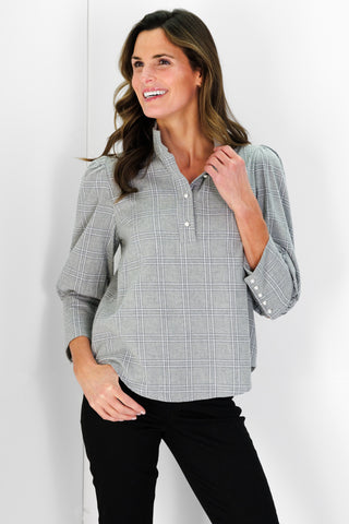 Levi Top in Grey Plaid