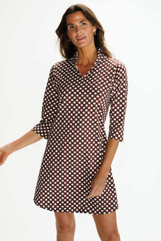 Women's Lillian Dress in Chocolate Gingham