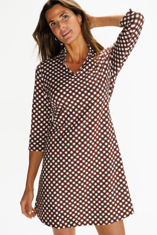 Lillian Dress in Chocolate Gingham