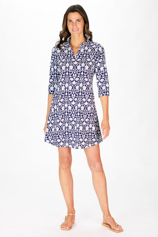 The Lillian Dress in Navy Filigree