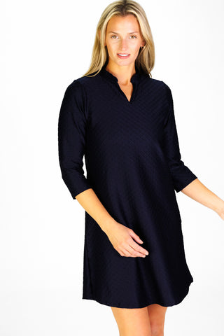 Lillian Dress in Navy Scallops