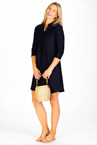 Lillian Dress in Navy Scallops