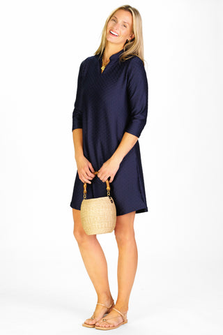 Lillian Dress in Navy Scallops
