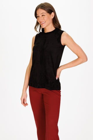 Lilliana Top in Black Stretch Suede