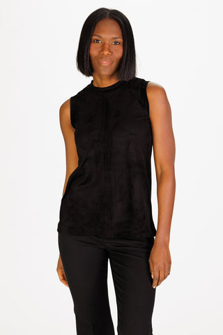 Lilliana Top in Black Stretch Suede