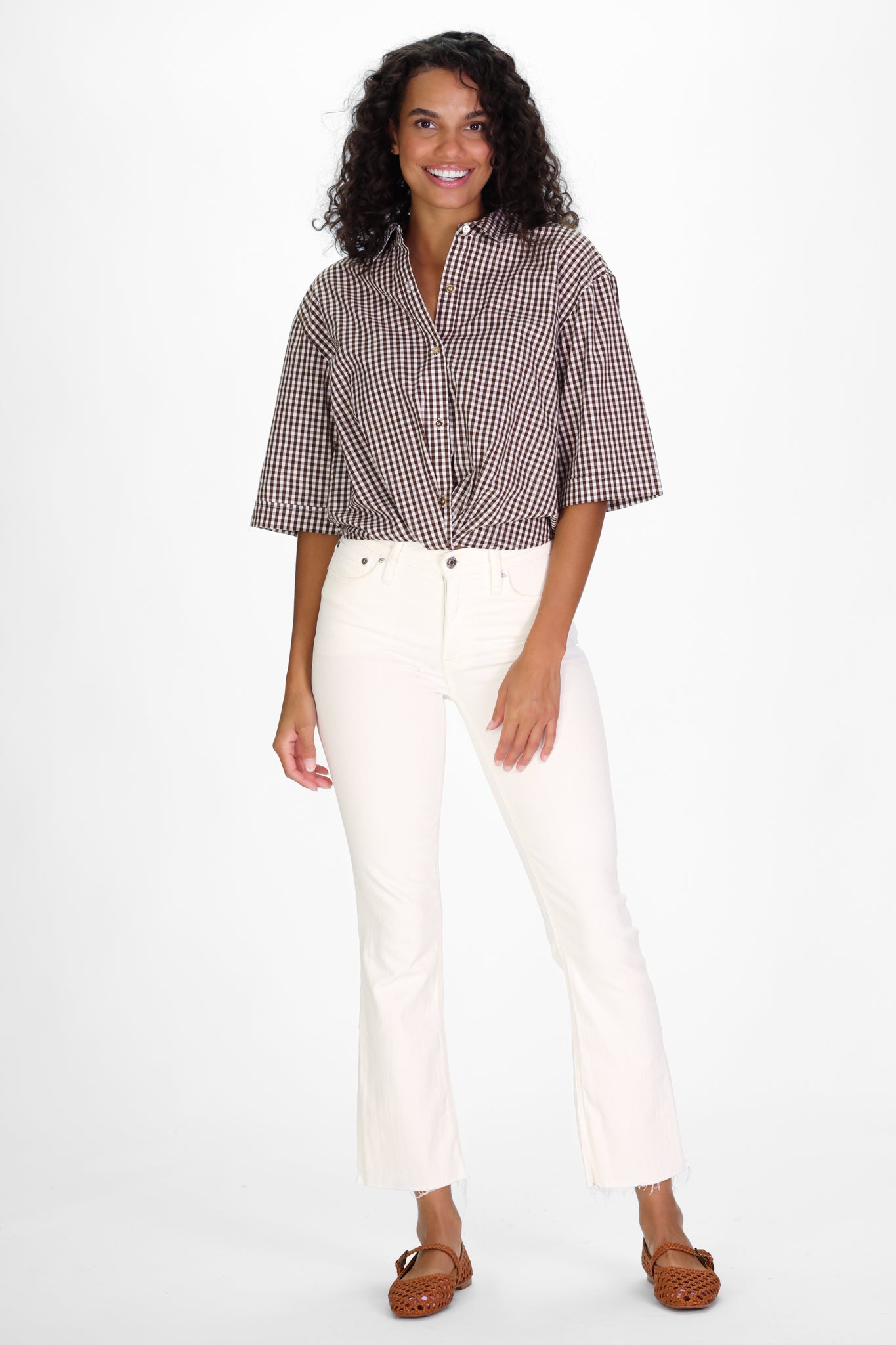 Livvy Top in Brown Gingham XS Livvy Top in Brown Gingham XS