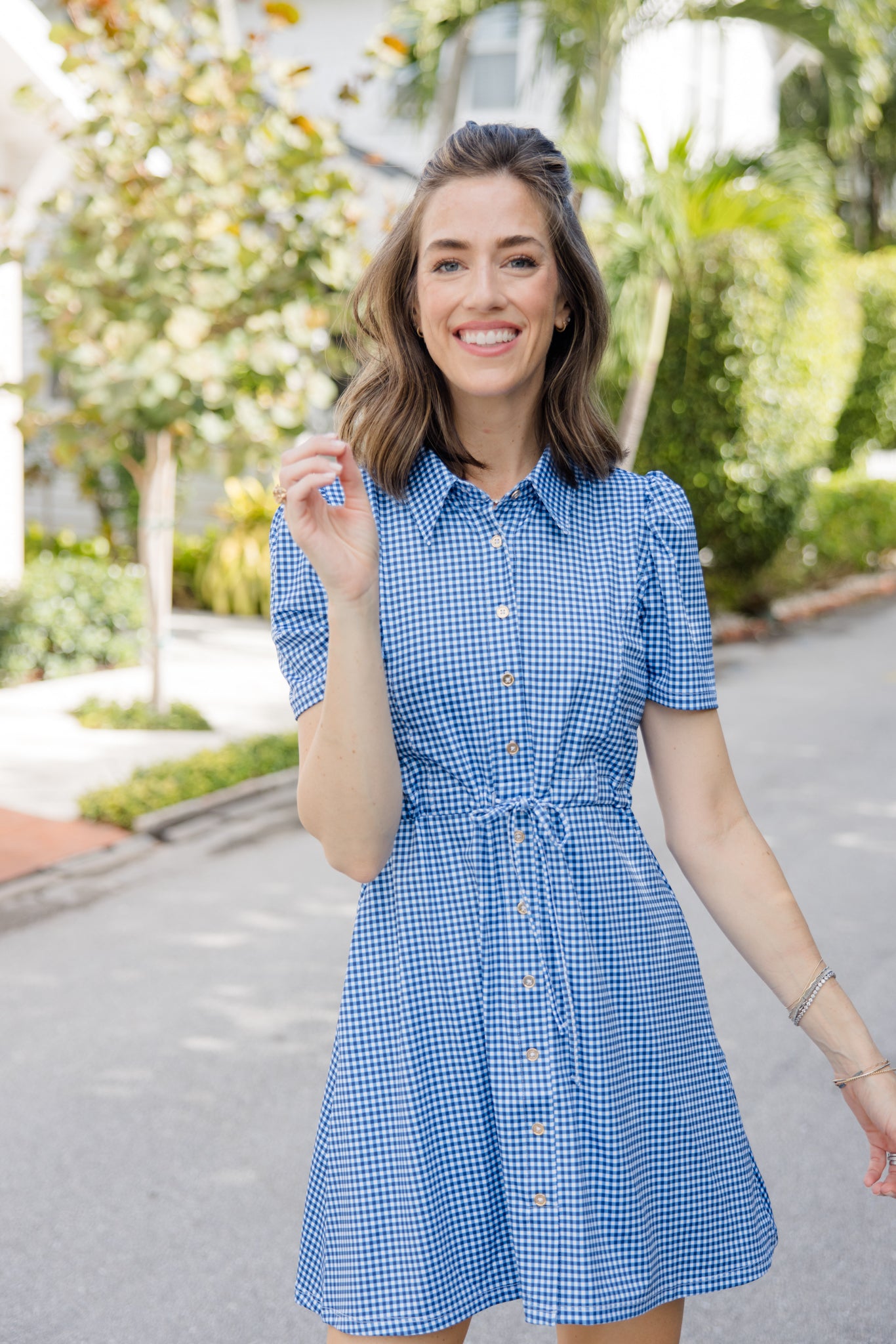 London Dress Navy Gingham S