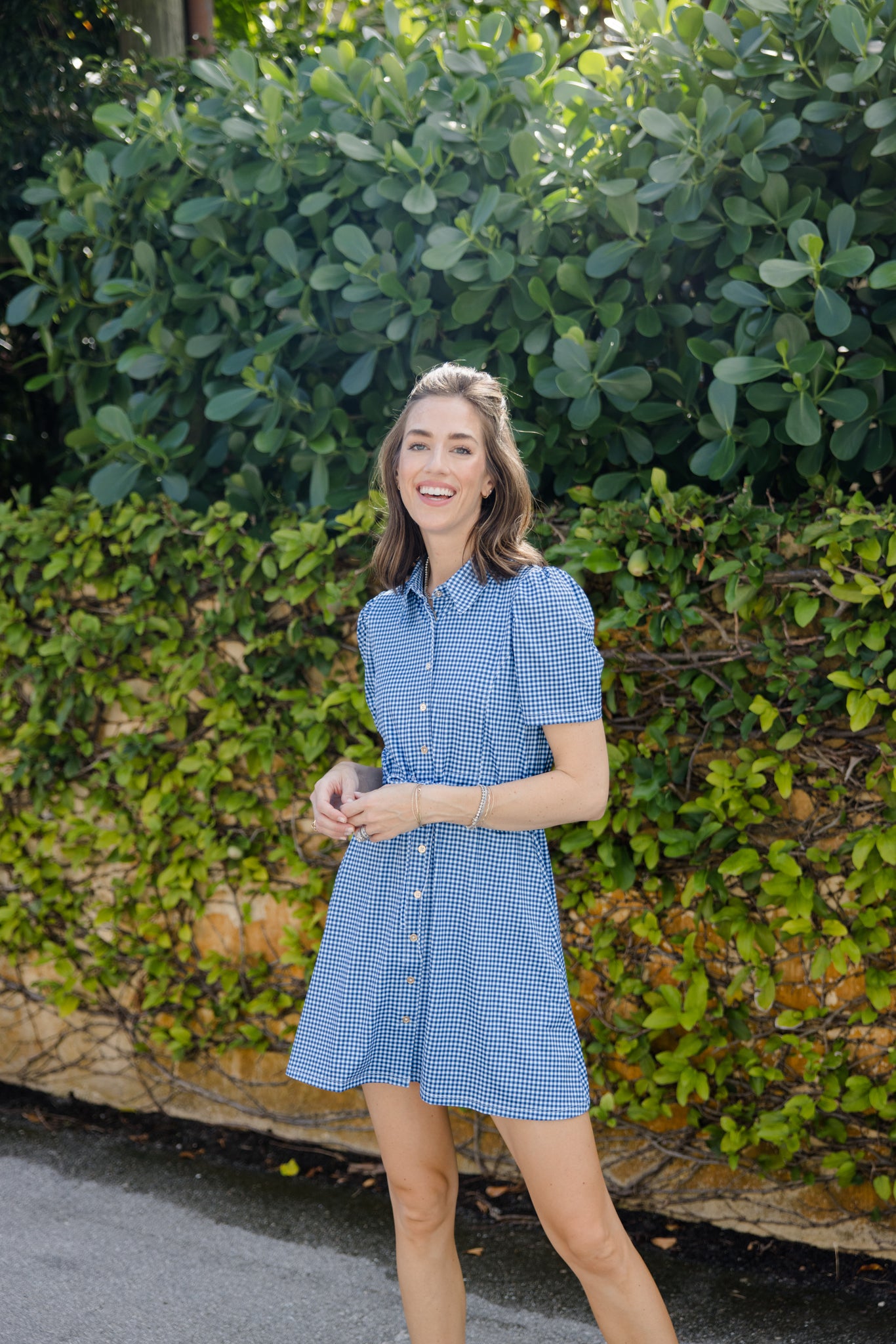 London Dress Navy Gingham S