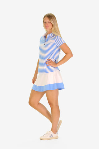 The Active Sherri Skort in White/Blue Sky Hem