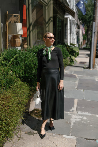 Lorraine Dress in Black Ponte & Vegan Leather