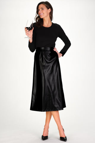 Lorraine Dress in Black Ponte & Vegan Leather