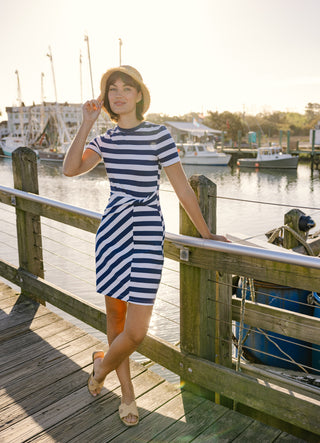 Lowen Dress in Royal Navy Stripe