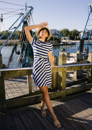 Lowen Dress in Royal Navy Stripe