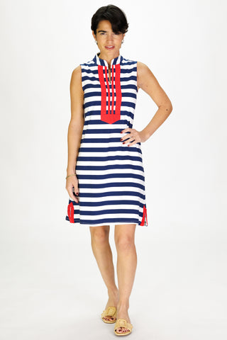 Mackinac Dress in Royal Navy Stripe