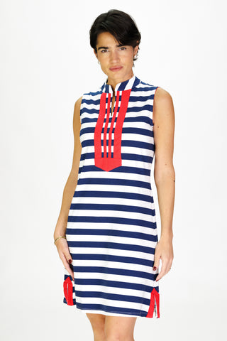 Mackinac Dress in Royal Navy Stripe