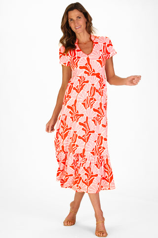 Magnolia Dress in Sunset Blossoms