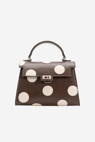 Maisel Vegan Polka Dot Top Handle Bag in Chocolate