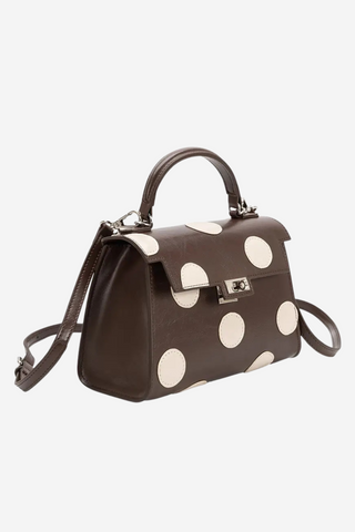 Maisel Vegan Polka Dot Top Handle Bag in Chocolate