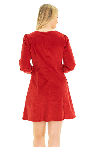 Marina Dress in Red Corduroy