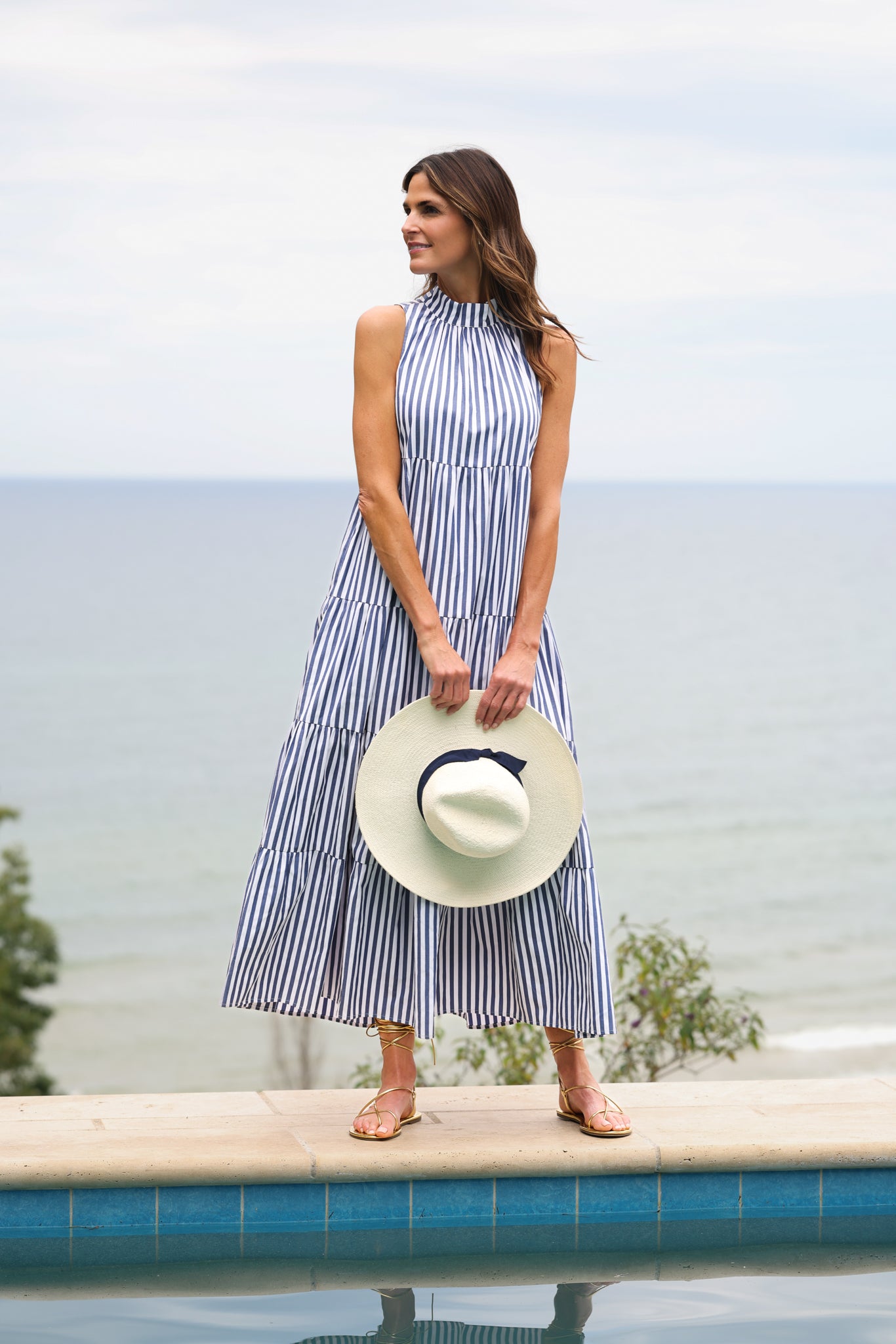Rosalina Dress in Navy and White Classic Stripe XS