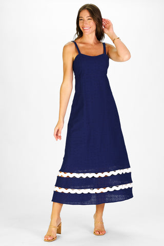 Marla Dress in Navy Eyelet