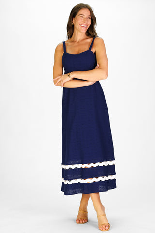 Marla Dress in Navy Eyelet
