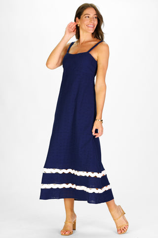 Marla Dress in Navy Eyelet