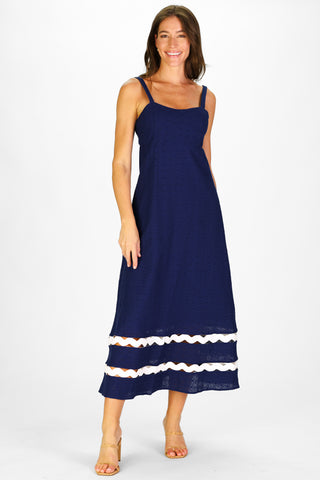 Marla Dress in Navy Eyelet