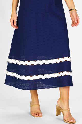 Marla Dress in Navy Eyelet