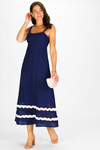 Marla Dress in Navy Eyelet