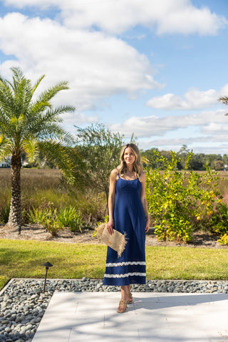 Marla Dress in Navy Eyelet