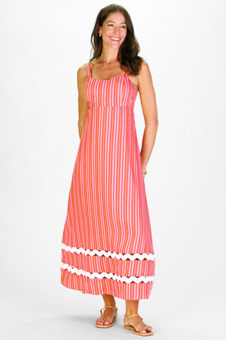 Marla Dress in Red & Pink Stripe
