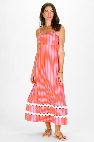 Marla Dress in Red & Pink Stripe