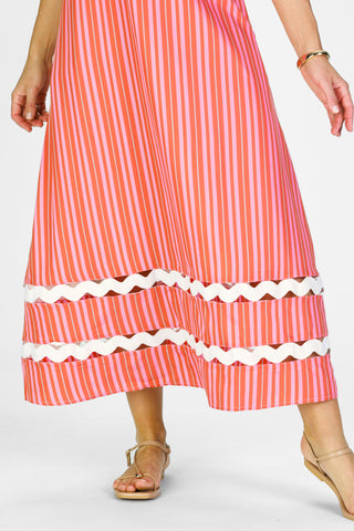 Marla Dress in Red & Pink Stripe