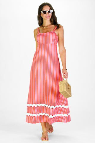 Marla Dress in Red & Pink Stripe