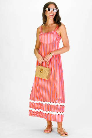 Marla Dress in Red & Pink Stripe