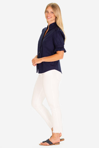 The Marlow Top in Navy Stretch