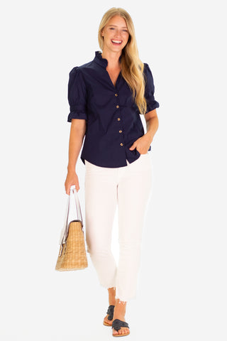 The Marlow Top in Navy Stretch