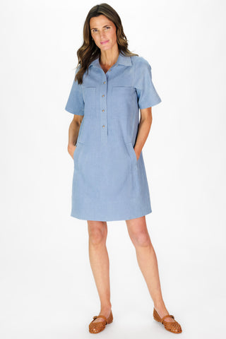 Mary Dress in Chambray Stretch Denim