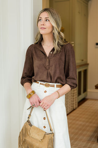 Suede Mekenzie Top in Chicory