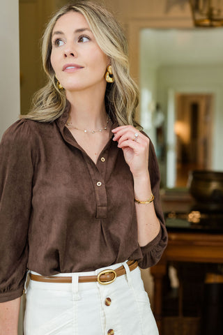 Suede Mekenzie Top in Chicory