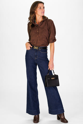 Suede Mekenzie Top in Chicory