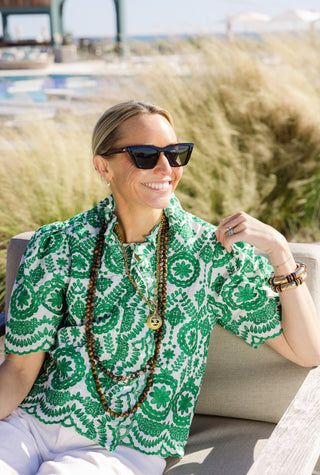 Merryn Top in Emerald Vine Embroidery