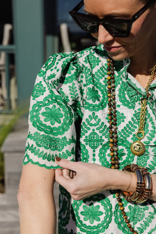 Merryn Top in Emerald Vine Embroidery
